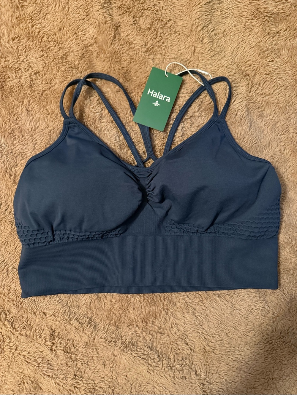 HALARA Navy Blue Double-Strap Seamless Sports Bra